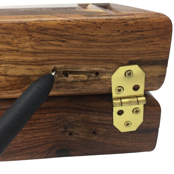 Handcrafted Wooden Jewelry Box Velvet Lined 8 X 6 - Picture 8 of 10